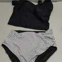 Eomenie Two Piece Tankini Swimsuits for Women Tummy Control Bathing Suits U Back Swim Tank Top with High Waisted Bottom (Black Stripes)