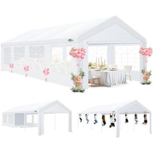 COBIZI 10x30 Party Tent Heavy Duty, Large Outdoor Wedding Tents for Parties with 8 Sidewalls & Built-in Sandbags,Waterproof Event Canopy Gazebo Commercial Tent for Carport,Camping,Patio,Windproof