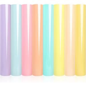 WRAPXPERT Pastel Iron on Vinyl Boho Heat Transfer Vinyl Bundle 12 X 10 in, 8 Assorted Pastel HTV for T-Shirts,Garment, Easy to Cut & Transfer
