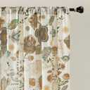 Vintage Floral Curtains 96 Inches Long for Living Room Back Tab Rod Pocket 2 Panels Boho Farmhouse Colorful Leaf Flower Patterned Linen Drapes Light Filtering Privacy Bedroom Dining Room Decor 52x96