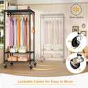 FUTASSI P6 Medium Rolling Clothes Rack Heavy Duty, Clothing Racks for Hanging Clothes, Freestanding Garment Rack with Wheels, Portable Closet Rack Max Load 370 LBS, 30''W x 14''D x 77.6''H, Black