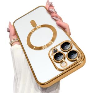 ZIYE Magnetic Case Made for iPhone 16 Pro 6.3 Inch [Compatible with MagSafe] Soft TPU Phone Phone Cover with Full Camera Lens Anti-Scratch Drop Protection Phone Case for Women Men, Desert Titanium