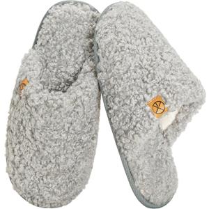 House Slippers for Women Comfy Faux Fur Memory Foam Bedroom Shoes Slip On Slides for Indoor Outdoor Use (11-12, Grey)