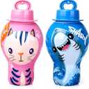 Anti-Spill Bubble Wands, 2 Pack (Random Colors) & 4 Pack for Toddlers 2-4 Year Outdoor Play Parents Best Friend, No Messy Clothes, Giraffe, Cat, Shark, Dinosaur Themes