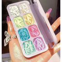 8 Color Face Cheek Highlighter Makeup Palette Shimmer Glitter Iridescent Multichrome Holographic Eyeshadow Palette Purple Rainbow Glitter Highlighter Makeup Highlight and Contour Chrome Eye Make up