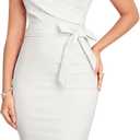 MUXXN Women's Vintage 1950s Style Wrap V Neck Tie Waist Formal Cocktail Dress (Off-white)