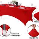 Spandex Table Cover for 8FT or 4ft or 6ft Table Universal Fitted Stretch Tablecloth for Party, Banquet, Wedding and Events-Red