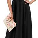 WEACZZY 2026 Summer Long Dresses for Women Wrap Empire Pleated Waist V Neck Short Sleeve Elegant Maxi Dress with Pockets (Small, 01 Black)
