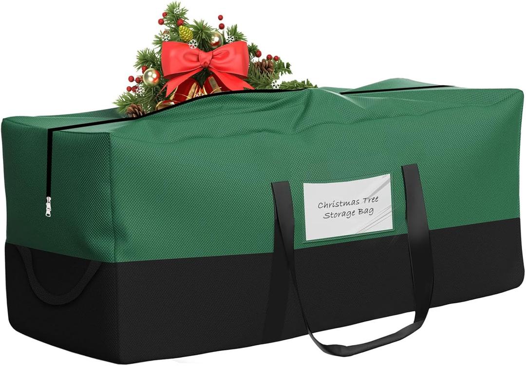 Christmas Tree Storage Bag,Fits Up 10 Ft Tall Artificial Trees,600D Oxford Material,Heavy Duty Tree Bag,Dampproof Storage Bag with Durable Reinforced Handles & Dual Zipper&Transparent Pocket