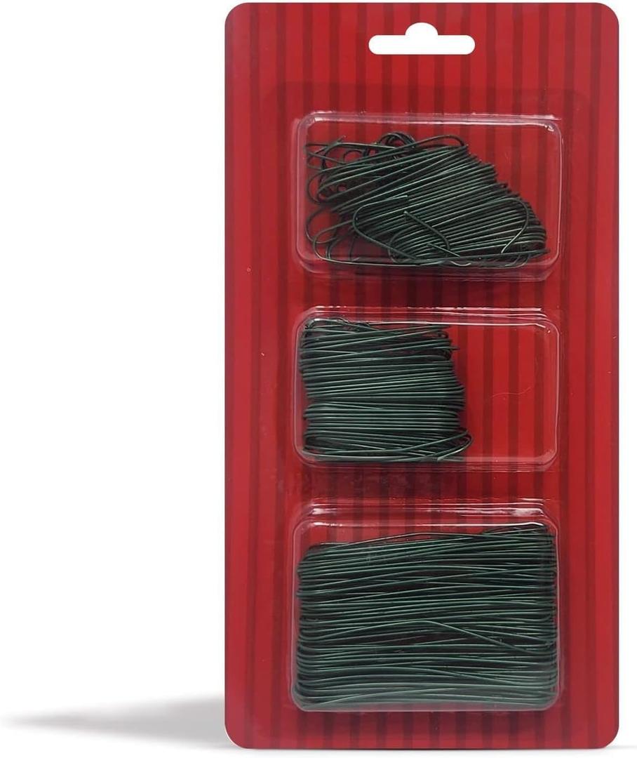 Bexter 300 Pack of Green Ornament Hooks Christmas Tree Decorating Hooks- Metal Wire Ornament Hooks for Christmas Tree Decoration Hanging (Green) (Happy Holidays!!)