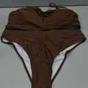 YACUN Women's High Waisted Bikini Swimsuit Two Piece Strapless Bandeau Cheeky Bathing Suits L