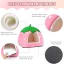 Rabbit Hideout, Washable Bunny Bed with Removable Pee Pad, Plush Indoor Rabbit House, Adorable Strawberry Design Small Animal Hideaway for Guinea Pig, Pink
