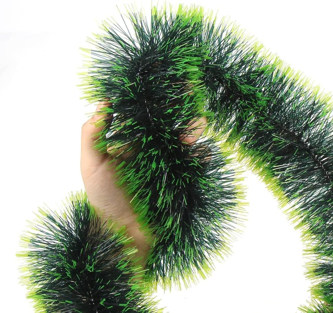 Artificial Tinsel Garland, 7 ft Long, 12 cm/5 in Thick, Snow Tipped Green, Christmas Garland (4)