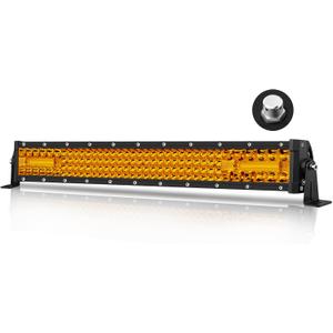 20 Inch Amber LED Light Bar 150W Combo Quad Row Off Road Light | Super Bright Quad Row LEDs, Spot Flood Combo LED Work Light Bumper Grille Yellow Light Bar for Truck Pickup SUV ATV UTV