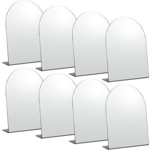 Colingmill 8 Pcs Counter Top Desk Mirror 7 x 9 Inch Freestanding Makeup Mirror for Desk Acrylic Mirror Arch Single Sided Vanity Mirror for Table Office Home Bathroom Bedroom Dorm