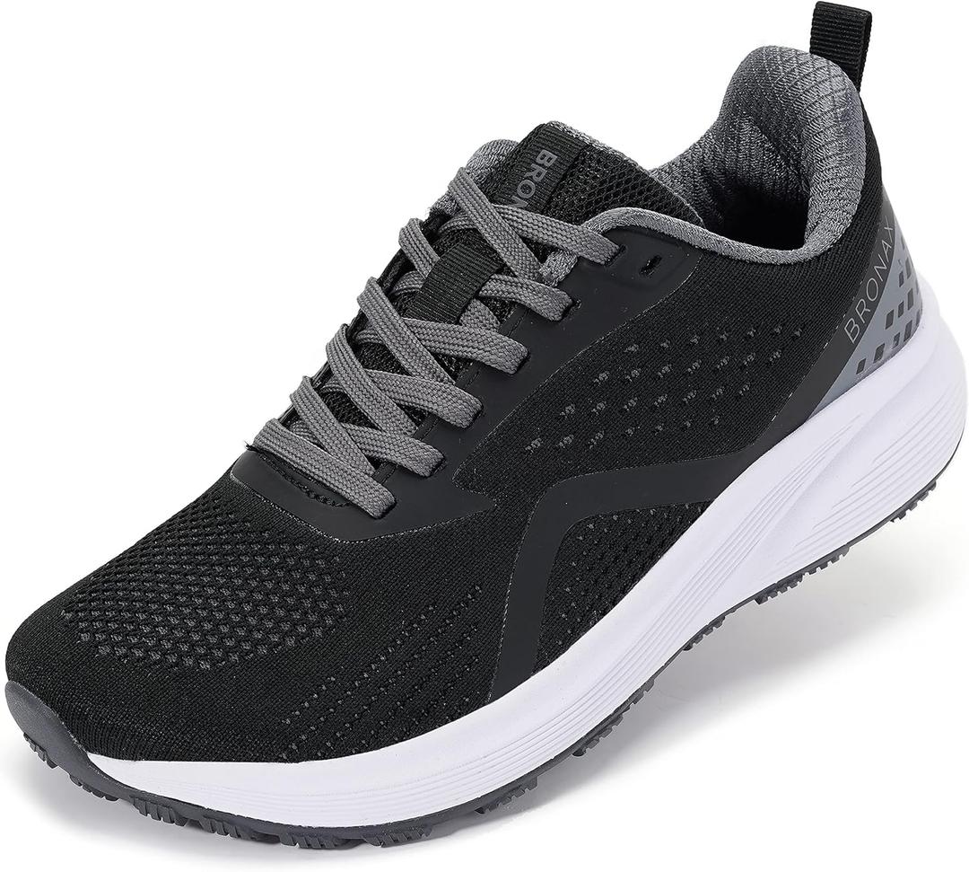 BRONAX Women's Wide Toe Box Road Running Shoes | Wide Athletic Tennis Sneakers with Rubber Outsole (Black)