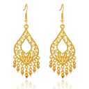 Gold Filigree Earrings-14K Gold Plated Dangle Earrings for Women Boho Earrings Indian Jewelry Long Chandelier Earrings for Women Big Gold Indian Earrings for Women Trendy