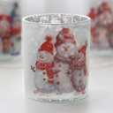 Christmas Votive Candle Holders Set of 3, Snowman Glass Tealight Candle Holders Snowman Table Centerpiece, Tabletop Decoration for Winter New Year Party Decor (Snowman 3)