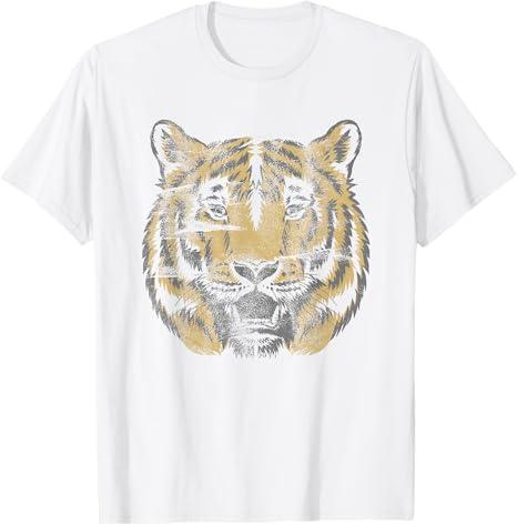 Vintage Tiger Face Tiger Head Wild Cat Lover Gift T-Shirt (Small)