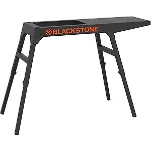 Blackstone 5013 Collapsible 17” and 22” Tabletop Griddle Stand with Adjustable Legs and a Removable Side Shelf, Powder Coated Steel, Black