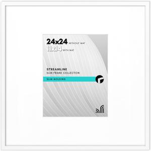 Americanflat 24x24 Picture Frame with Polished Plexiglass - Use as 11x14 Frame with Mat or Display 24x24 Photo Without Mat - Streamline Collection - Thin Border Square Frames for Wall Display - White