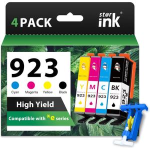923 Ink Cartridges Combo Pack Replacement for HP 923 Ink Cartridges for HP Printers Work for HP OfficeJet Pro 8130e OfficeJet Pro 8135e 8125e 8138e 8122e 8139e 8120e Printer Ink Without Chip,4 Packs