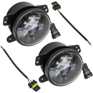 Pair 4 Inch 30W Round LED Fog Lights Motorcycle Driving Lamps Replacement for Jeep Wrangler JK TJ CJ 2007-2016