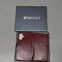 MONASAY Wallet Case Compatible for iPhone 16 5G,[Glass Screen Protector Included] [RFID Blocking] Flip Folio Leather Cell Phone Cover with Credit Card Holder, 6.1-inch, Burgundy