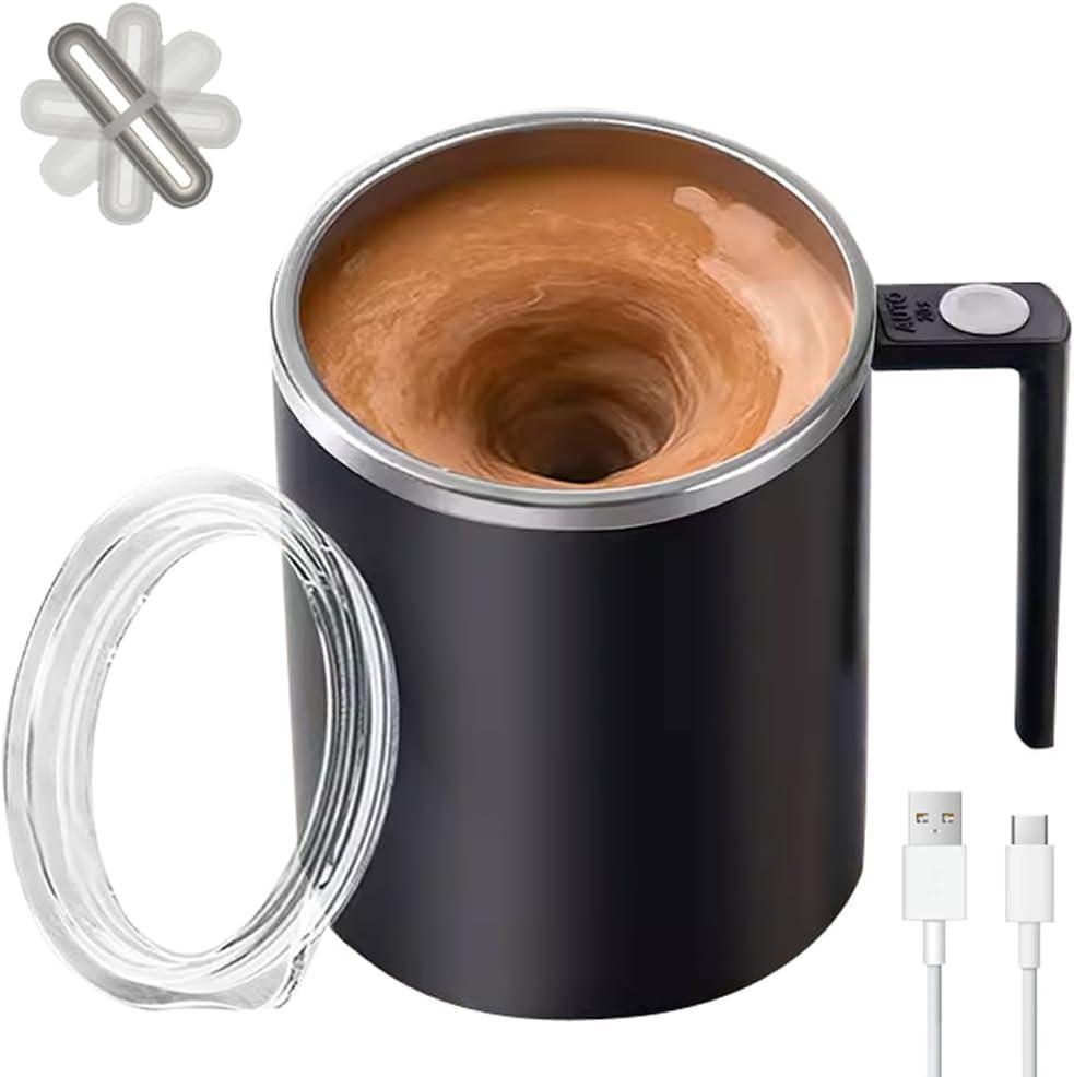 Self Stirring Mug,Self Stirring Coffee Mug,Suitable for Coffee, Milk, Cocoa and Other Beverages (Daik Black, 12 Ounces)