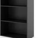 Homes: Inside + Out Apexa 3-Tier Cube Storage Organizer Shelves, Stackable Wood Bookcase Fits Cubby Bins for Organization, Dorm Teen Room Decor & Home Office, Black