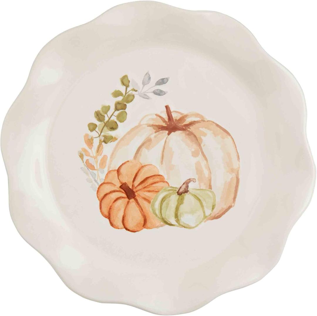 Mud Pie Thanksgiving Salad Plate, Pumpkins, 8" Dia, 1 Pc Only 