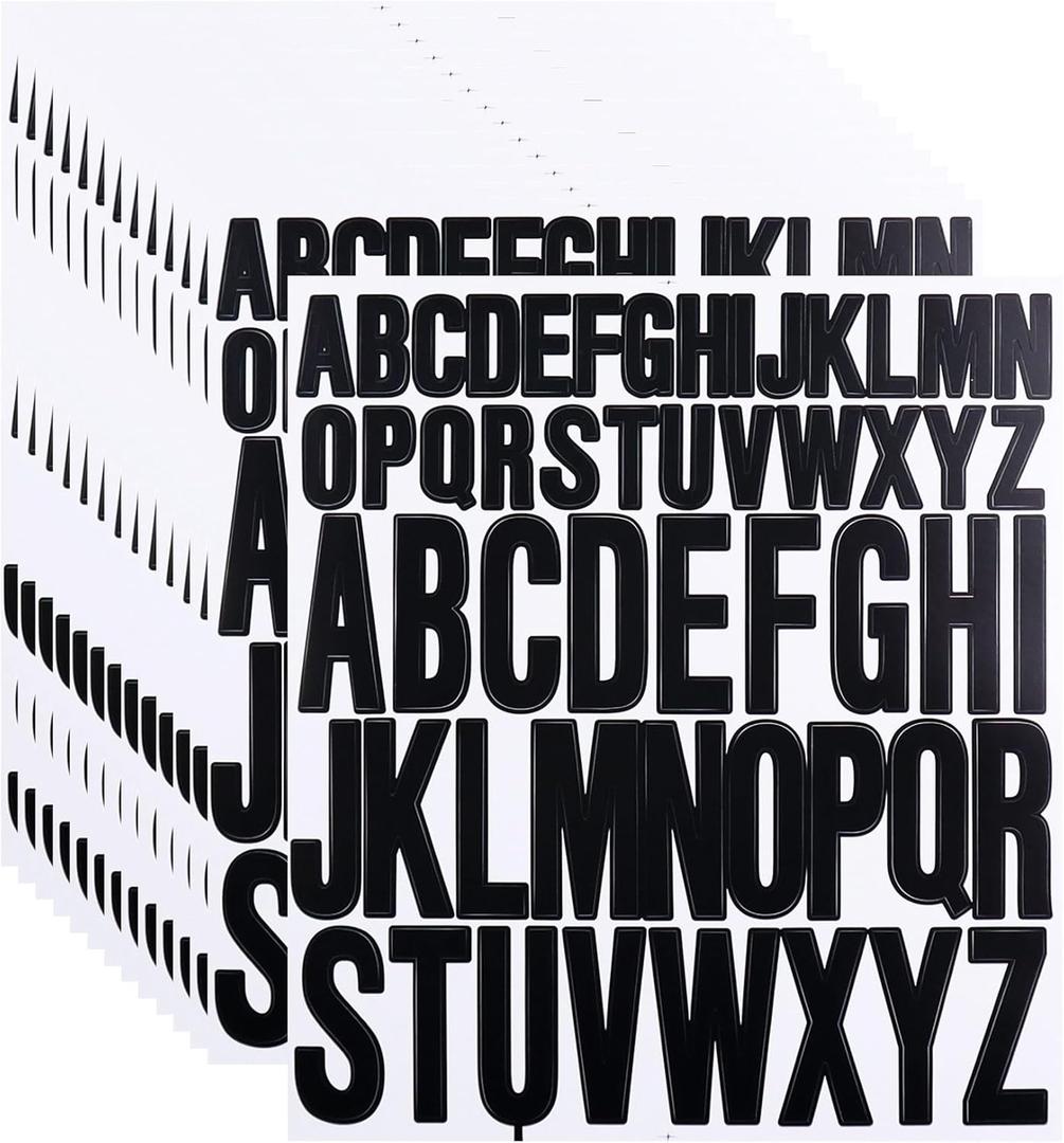 14 Sheets 1 Inch and 2 Inch Capital Letters Stickers,728 Pieces Alphabet Stickers for Scrapbooking, Sign, Water Bottle,Arts & Crafts Supplies - Black