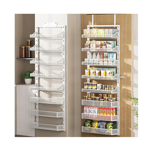 Asoibopi 8Tier Adjustable Over the Door Pantry Organizer with 2 Sets Hooks Fits Most Doors, Hanging Spice Rack for Pantry Door Organizer And Storage, White