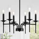 6-Light Black Farmhouse Chandeliers for Dining Room Over Table, Rustic Industrial Hanging Lighting Fixtures, Modern Chandelier for Kitchen Island Living Room Bedroom Entryway Foyer Hallway