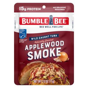 Bumble Bee Applewood Smoke Seasoned Tuna, 2.5 oz Pouch - Ready to Eat - Wild Caught Tuna Packet - 15g Protein per Serving - Gluten Free (EXP 10/31/26)