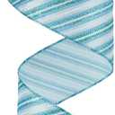 2 x MEEDEE Blue Diagonal Stripe Ribbon 2.5 Inch Blue Satin with Turquoise and Teal Glitter Wired Ribbon for Wreath Bow, Topper Bow, Tree, Garlands (10 Yards)