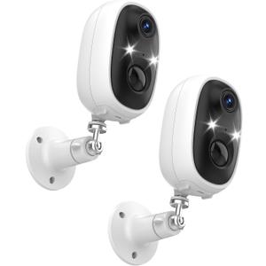 Security Cameras Wireless Outdoor 2K,Battery Powered Indoor Camera/2.4G WiFi Cameras for Home Security with Motion Detection,Color Night Vision,Spotlight,Siren,Waterproof, SD/Cloud Storage 2 Pack