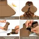 Sun Visor Hat for Women, Wide Brim Straw Summer UV Protection Hat, Foldable Roll-up Packable Beach Cap