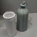 JUNNAI Green Ceramic Table Lamp 24.5": 3-Way Dimmable Nightstand Lamp with White Drum Lamp Shade | Modern Bedside Lamp for Bedrooms & Living Room (Bulb Included)