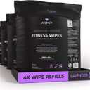 Wipex Gym Wipes for Equipment - Lavender Essential Oil Infused Cleaning Vinegar Solution - Natural, Large 8"x12" Wipes, 700 Count (Pack of 4), Fresh Fitness Center Cleaner