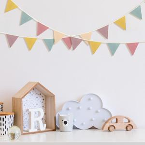 VitalCozy 17 ft Pennant Banner Flags, 2 Pcs Nursery Garland Triangle Bunting Flag Double Side Baby Banner for Boho Decor Baby Shower Birthday Wedding Party Event, Each 8.5 ft(Pastel Color)