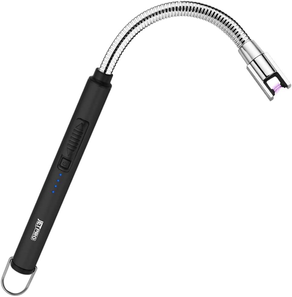 Candle Lighters USB Rechargeable Arc Electric Lighter with 360 Flexible Neck for Candle BBQ Camping (Black)