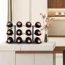 Countertop Wine Rack - 12 Bottle Freestanding Wine Bottle Holder Stand - 3 Tier Wooden Wine Storage Rack - Black Wavy Wine Organizer for Cabinet Pantry Home Kitchen Bar