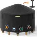 74 Inch Round Patio Furniture Covers with Support Pole, 800D Heavy Duty Waterproof Tear-Resistant Polyester Round Outdoor Table Cover