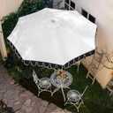 9Ft Elegant Valance Patio Umbrella, Outdoor Umbrellas for Patio with Auto-Tilt and Crank System, Table Umbrella for Outdoors, Poolside, Beach, Backyard