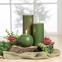 Abbott Collection Wax LED Flameless Pillar Candle - Green (3x6 H)