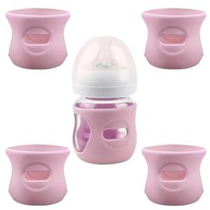 4 Pack Silicone Sleeves for Avent Natural Glass Baby Bottles, Anti Breakage Baby Bottle Holder, Compatible with Philips Avent Glass Natural Baby Bottle, BPA Free (Pink, 4 OZ)