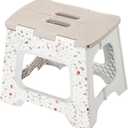 Vigar Compact Step Stool Foldable, 12-1/2-inch Step Stools for Adults up to 330 Pound, Lightweight Stool, Non-Slip Folding Step Stool, Grey Terrazo Pattern