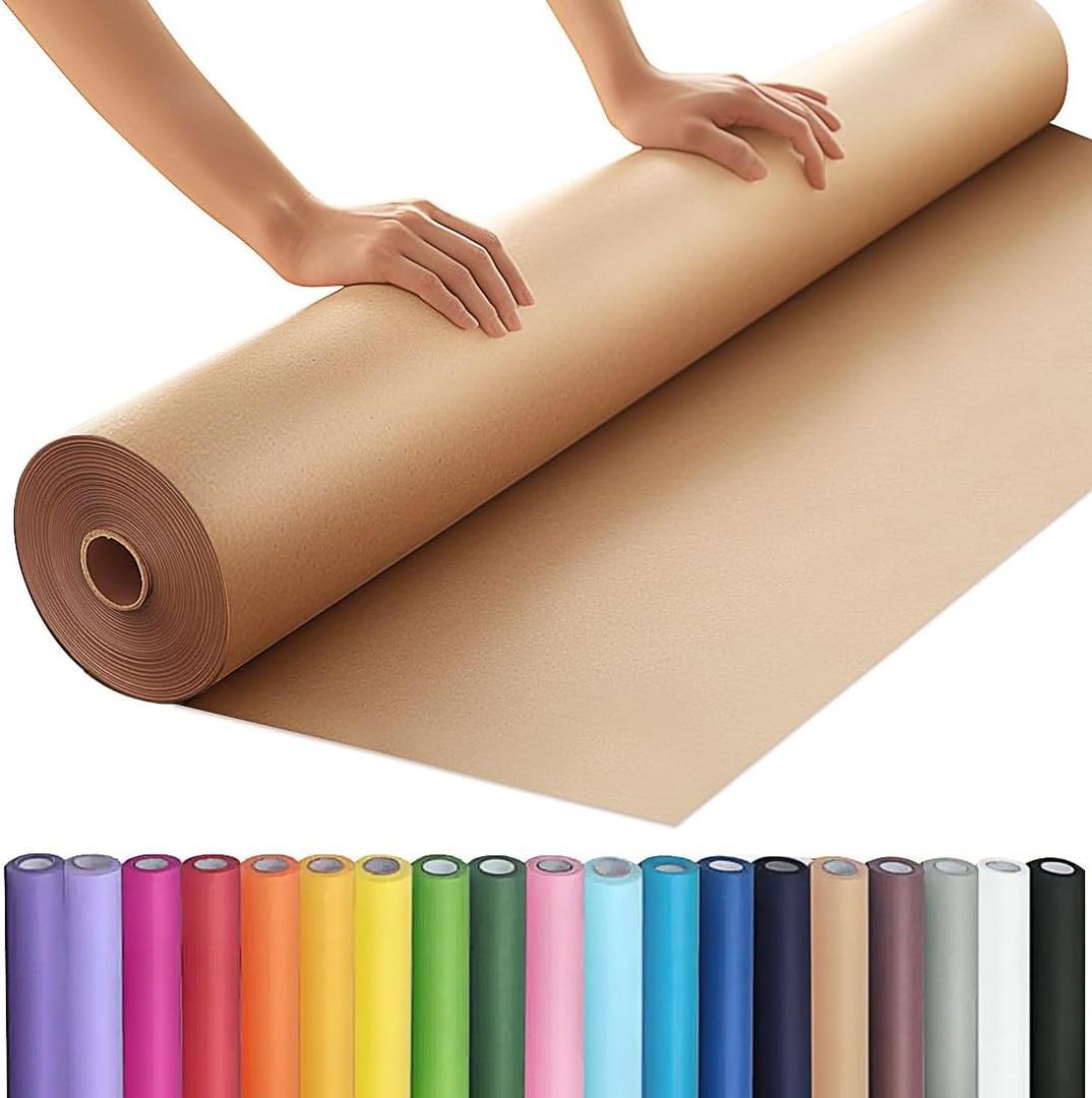 PerkHomy 36" x 2,400" (200') Brown Kraft Paper Roll for Craft Bulletin Board Paper Kids Art Table Covering Crafting Gift Wrapping Bouquet Packing Parcel 70GSM 50LB (Brown, 36" x 200')