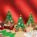 Motipuns 12 Sets DIY Christmas Tree Paper Craft Kits with Stickers Collapsible Paper Tabletop 3D Christmas Tree Ornament Kit for Home Xmas Holiday Fun Activities